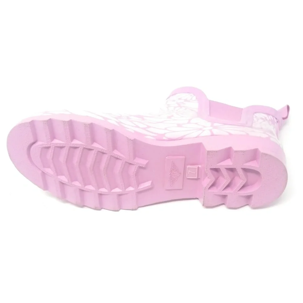 Women's Rubber Ankle Rain Boots, RB-3165, Pink, Size 9